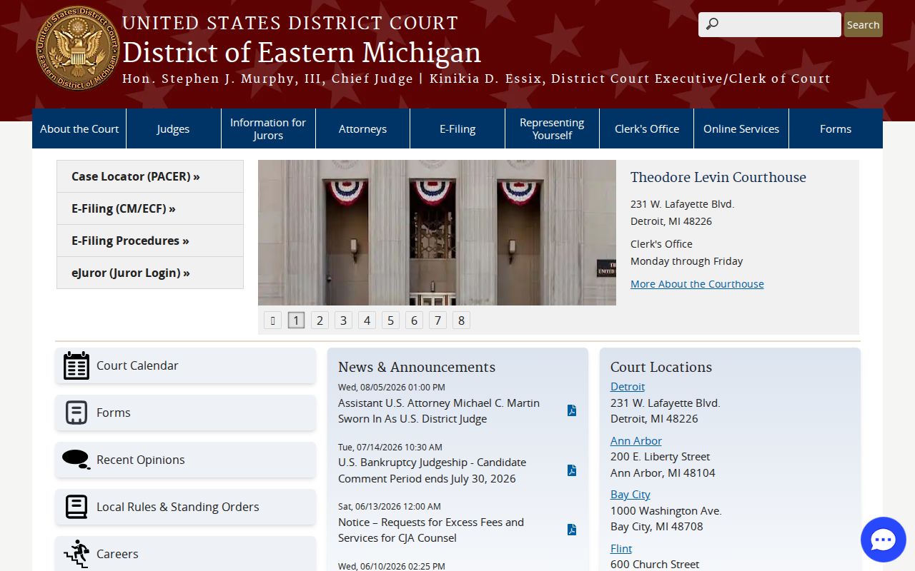 Howell court docket federal Eastern District Ann Arbor location reference